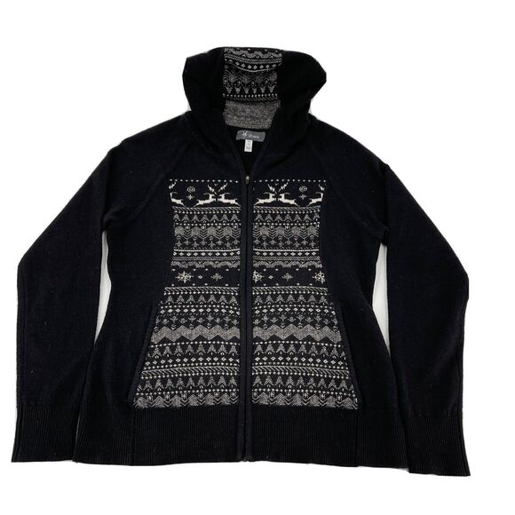 Ibex Sweater Womens Small Lambswool Cashmere Black Full Zip...